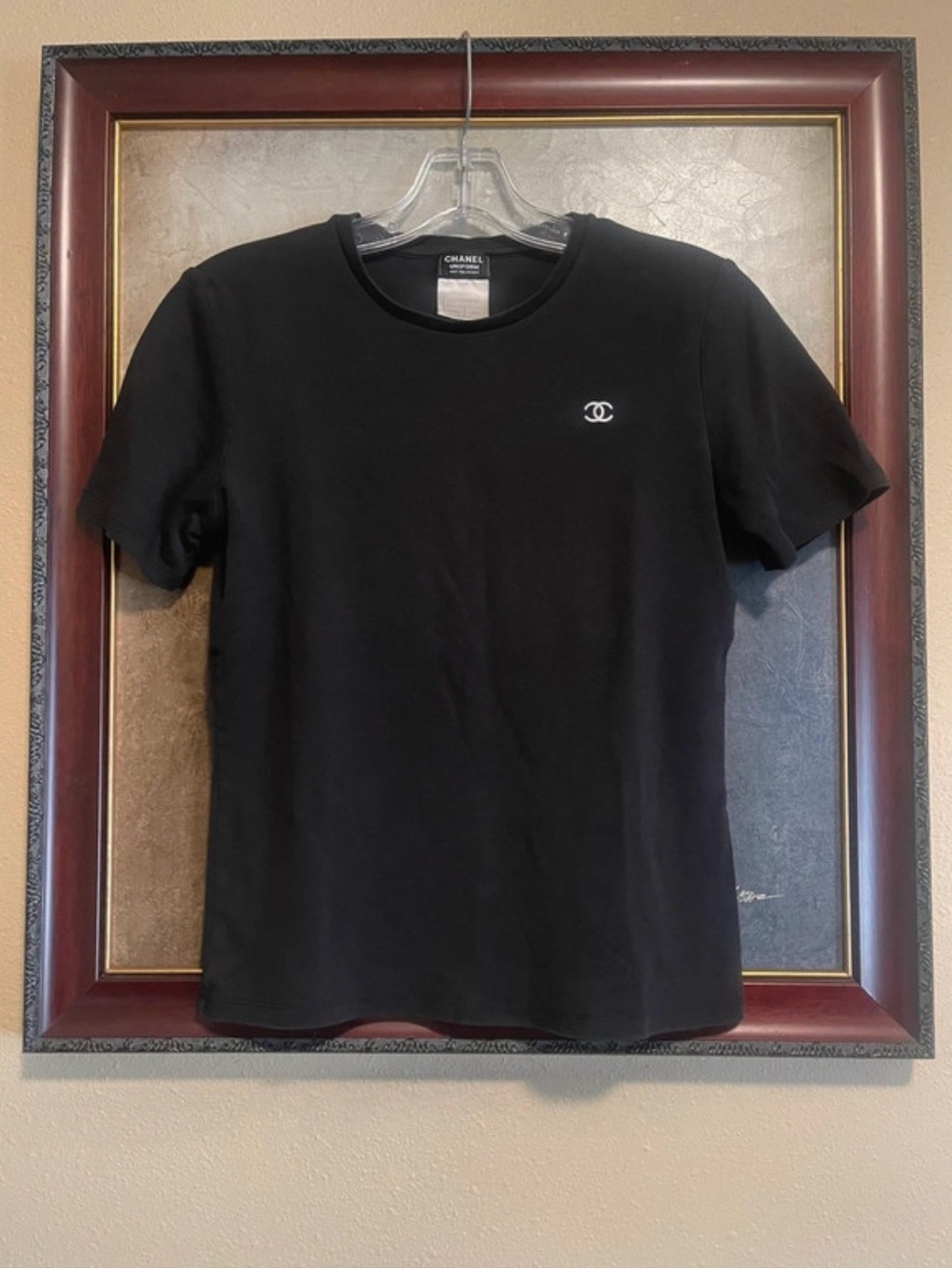 CHANEL Black Short Sleeve Logo Crew T-Shirt